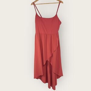 Halara Backless 2-Piece Midi Dress | XL | Kapok Red Flowy High Low Hem